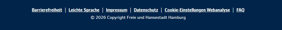 Das Bild zeigt die Fußzeile der Webseite an